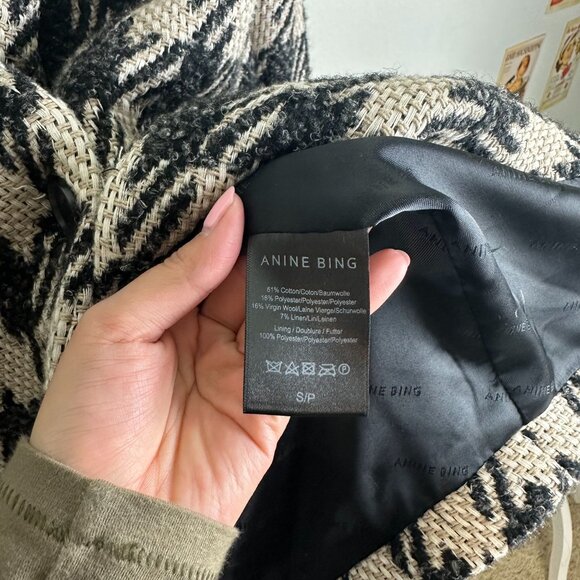 Anine Bing Houndstooth Blazer Jacket S Oversized Business Casual Office Minimali - Picture 6 of 8